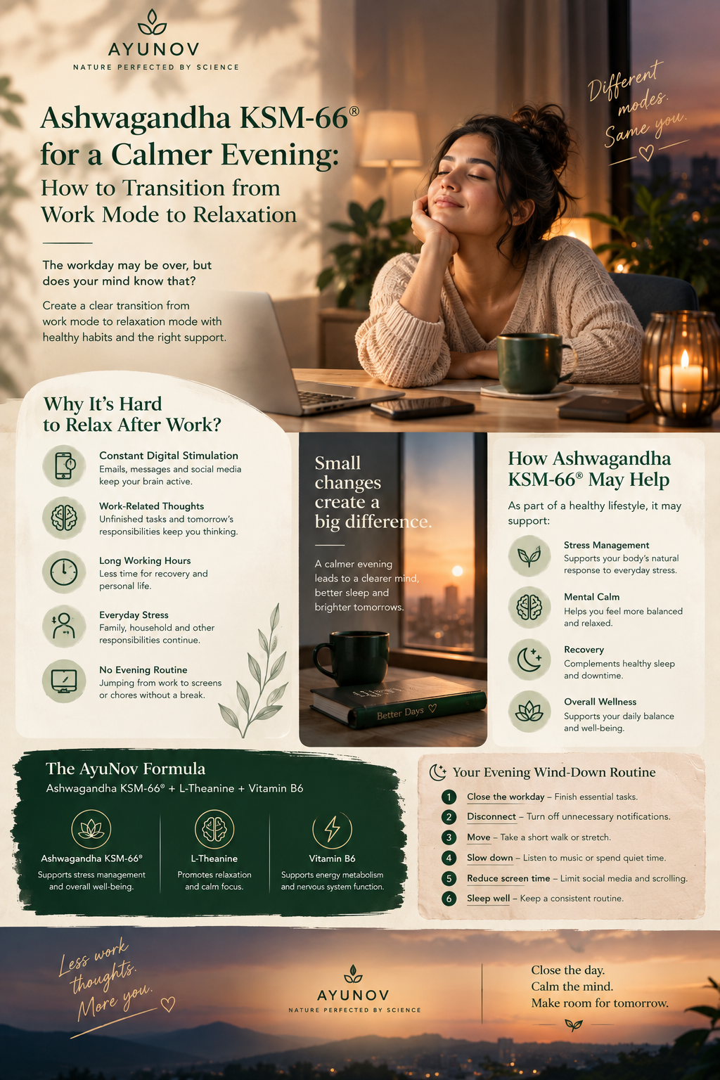 Ashwagandha KSM-66® for a Calmer Evening: How to Transition from Work Mode to Relaxation